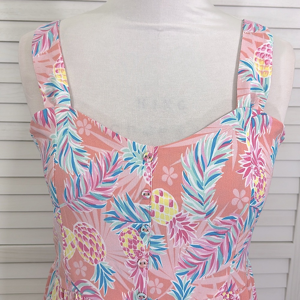 Simply Southern Pink and Blue Tropical Midi Dress - Picture 3 of 10